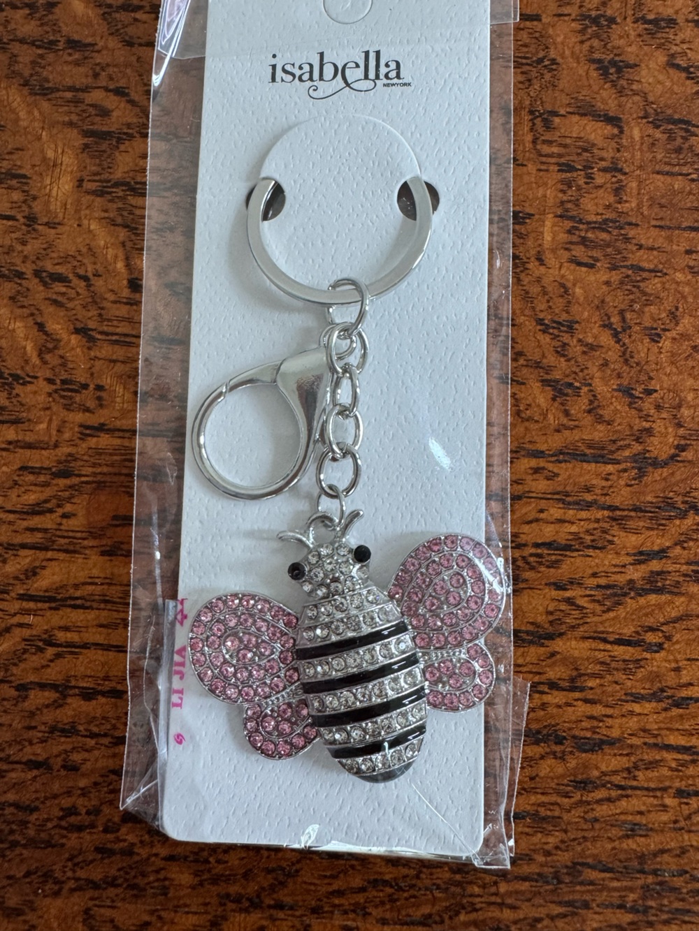 NWT Isabella New York Pink Crystal Bee Keychain/Bag Charm